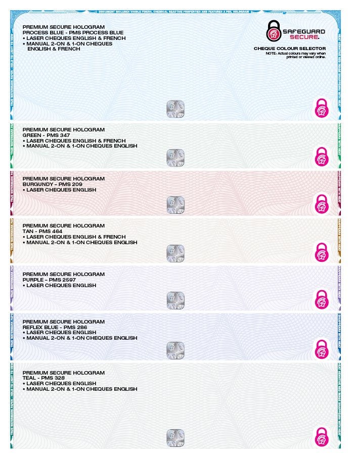 Standard Cheque Colours 